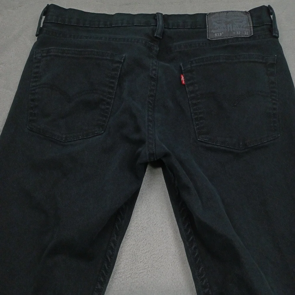 Levis 513 Jeans Mens 32x32 Black Distressed Slim Straight Pockets Modern